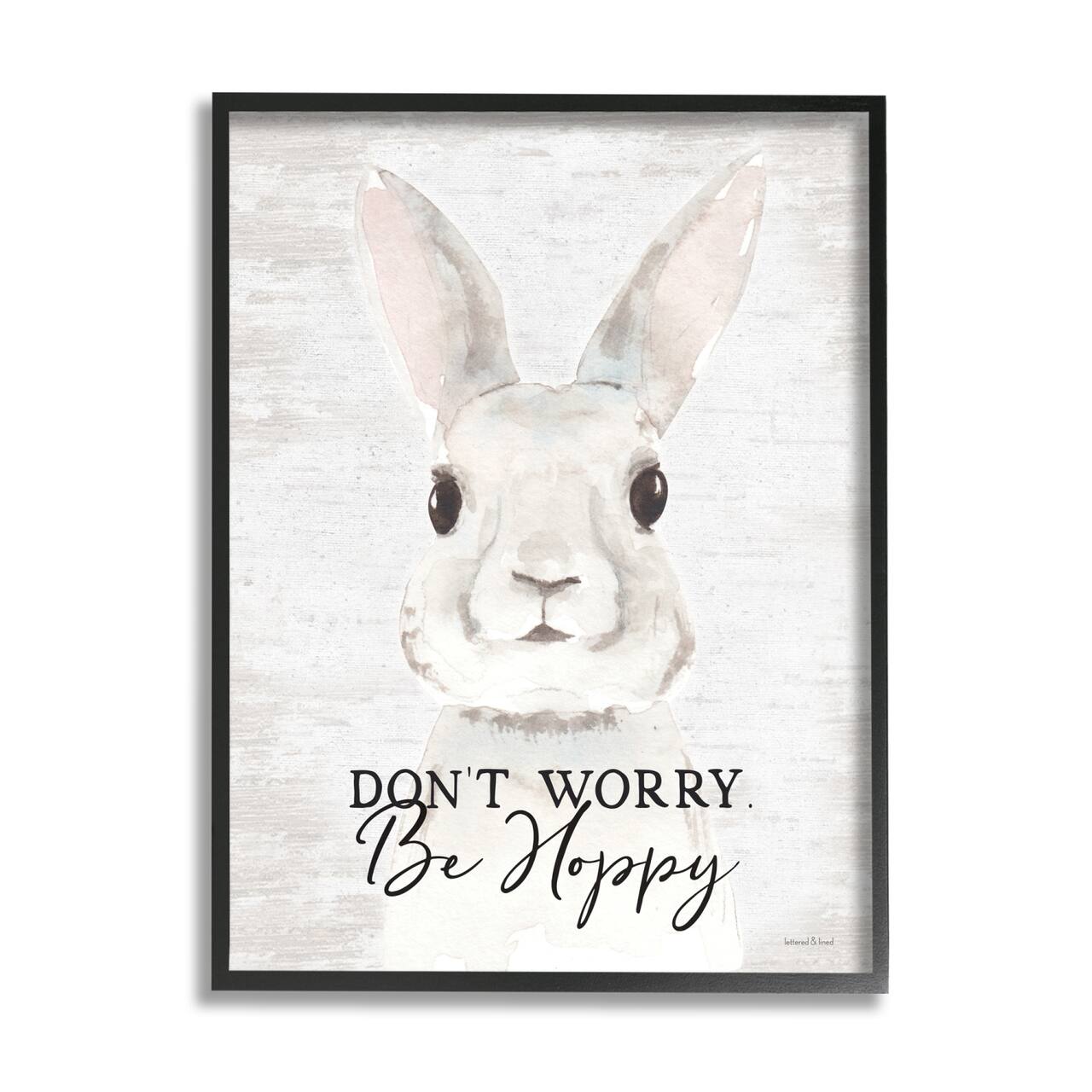 Stupell Industries Don't Worry Be Hoppy Easter Bunny Rabbit Pun Framed Giclee Art